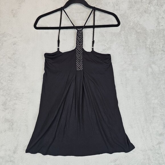 Armani Exchange Tank Top Womens Size S Black Chain Link Detail Flowy Viscose - Picture 1 of 8